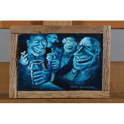 47 - ARR John 'Cluff' Longstaff (b1949) Taproom Tales, oil on wood block, signed to lower right, 10cm x 1... 