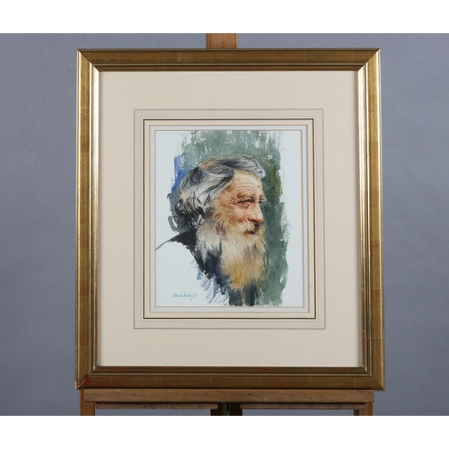 56 - ARR John A Blakey (b1952), Portrait of a bearded man, head and shoulders, watercolour, signed and da... 