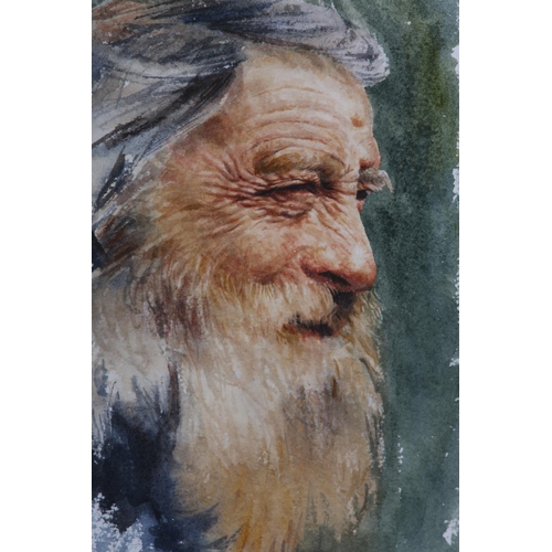 56 - ARR John A Blakey (b1952), Portrait of a bearded man, head and shoulders, watercolour, signed and da... 
