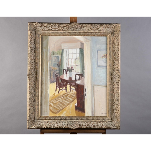 64 - ARR Simon Mcleod (b1956), Interior - the dining room, oil on canvas, signed to lower right, 61cm x 5... 
