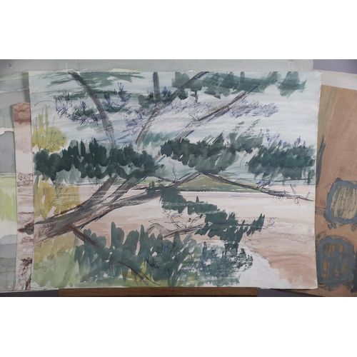 68 - ARR Druie Bowett (1924-1998), Portfolio of coastal and rural landscapes, street scene and abstracts ... 