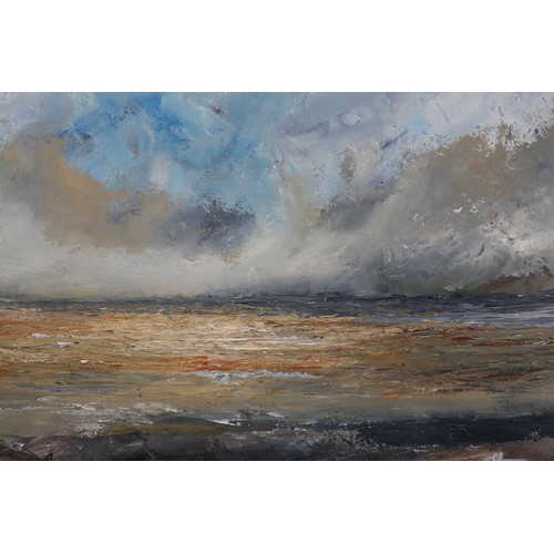 95 - Darren Stevenson (b1977), Seascape, oil on board, signed to lower right, 21.5cm x 33.5cm