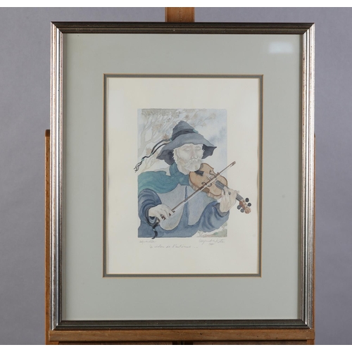 107 - ARR Phillipe Legendre-Kvater (French b1947), Les Violins de L'Automne, Portrait of a country violini... 