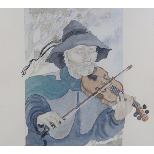 107 - ARR Phillipe Legendre-Kvater (French b1947), Les Violins de L'Automne, Portrait of a country violini... 