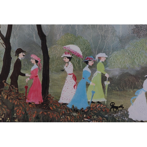 138 - ARR By and after Helen Bradley (1900-1979), Parkland lake and figures, colour print, signed in penci... 