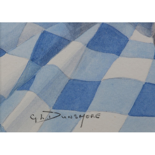 144 - Gillian L Dunsmore (Contemporary), Still life of blue and white willow pattern meat dish, pestle and... 
