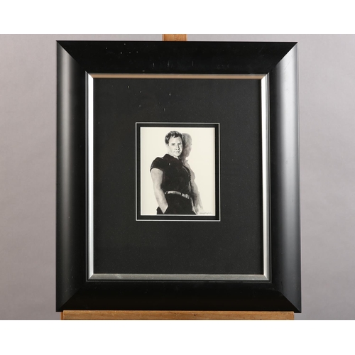 147 - Mandy Shepherd (British Contemporary), Marlon Brando, three quarter length, monochrome, mixed media,... 