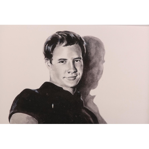 147 - Mandy Shepherd (British Contemporary), Marlon Brando, three quarter length, monochrome, mixed media,... 