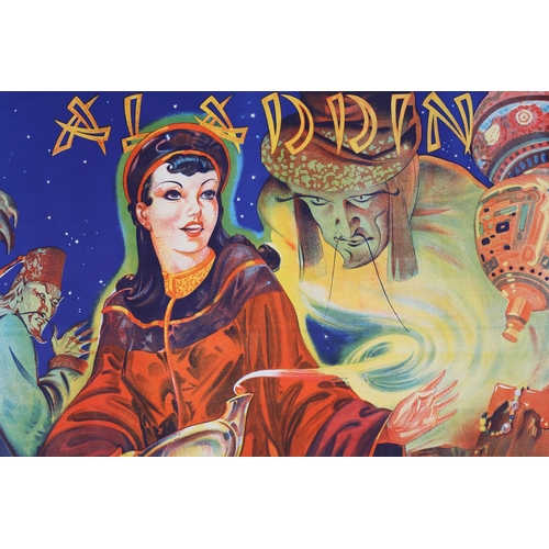 170 - Aladdin, theatre poster, c1940s, colour lithograph, pub. Taylors' Printers, Wombwell, Yorks, to lowe... 
