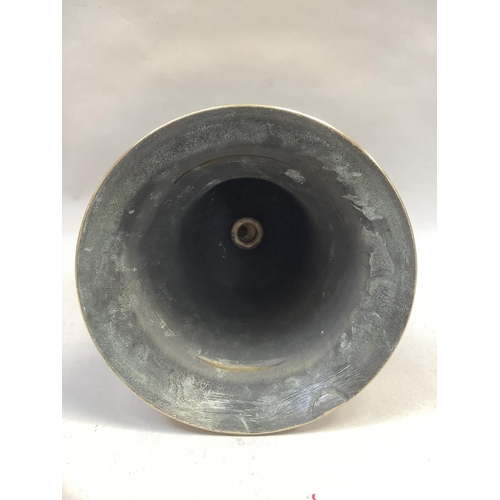 32 - A large brass bell stamped ER with crown SGG 4-53 for public service use, 25cm high x 24.5cm, no cla... 
