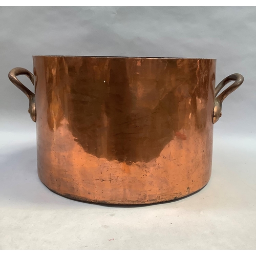 37 - Of London Midland Scotland Railway interest: a very large copper two-handled stock pan, stamped LMS ... 