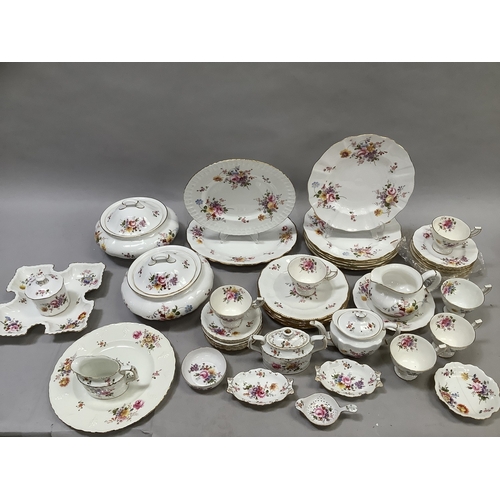 9 - Royal Crown Derby china dinner, coffee and tea service of Derby Posy design, including a pair of tur... 