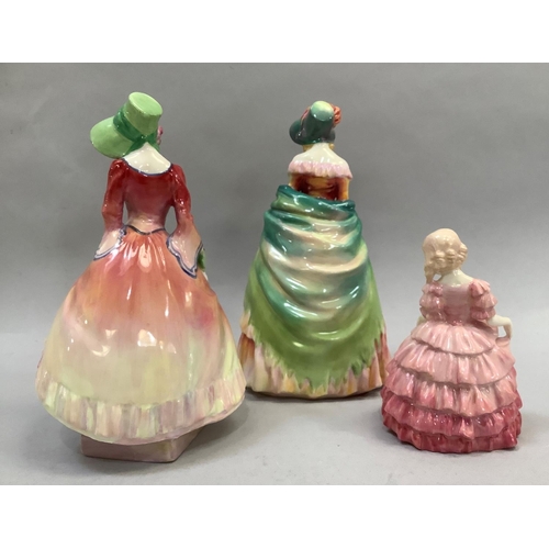 37 - Three Royal Doulton figures, Pantalettes HN1567, a Victorian Lady HN1529, and Rose HN1368