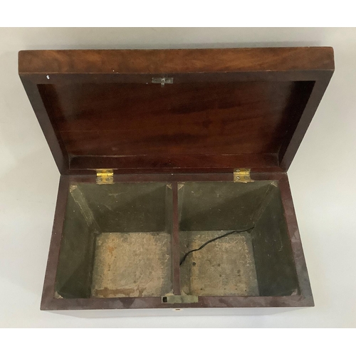 33 - A 19th century mahogany domed top caddy crossbanded in rosewood and having a bone escutcheon the int... 