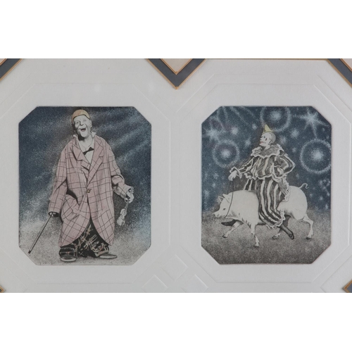 24 - ARR Bernd Hauck (German b1950), Clowns, colour etchings, a set of four portraits of clowns, printed ... 