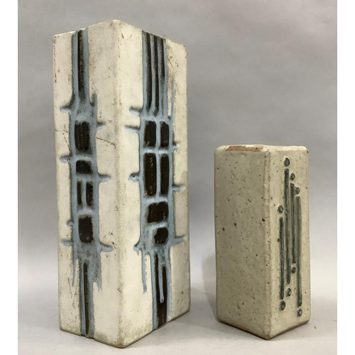 20 - Roger Veal, Tolcarne Pottery late 1960-80s, Newlyn, a pottery slab vase, abstract design impressed t... 