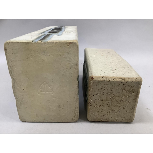 20 - Roger Veal, Tolcarne Pottery late 1960-80s, Newlyn, a pottery slab vase, abstract design impressed t... 