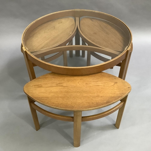 40 - A Nathan Trinity nest of four teak and glass inset tables designed by V. Wilkins for G-Plan c1960s, ... 