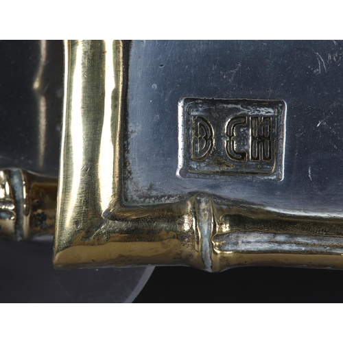 46 - David Marshall, a pair of matching trays in aluminium and brass, both of brutalist design, rectangul... 