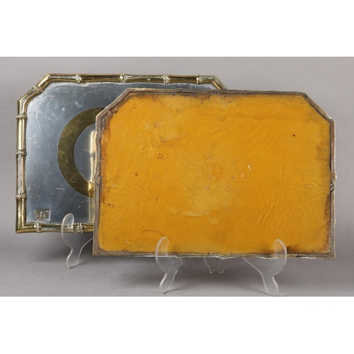 46 - David Marshall, a pair of matching trays in aluminium and brass, both of brutalist design, rectangul... 
