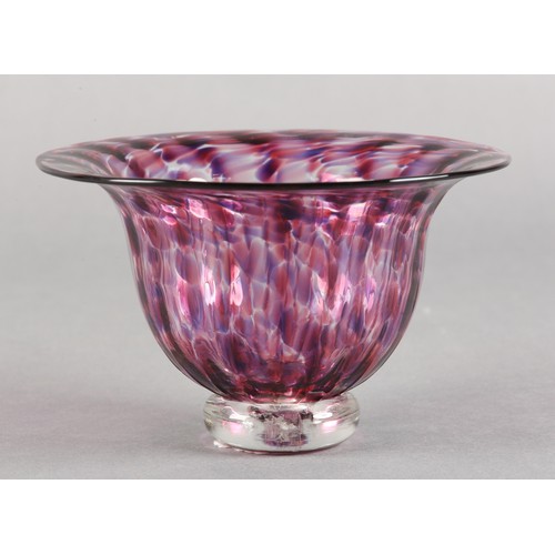 5 - Jane Charles (b1961), Blue ruby 'Urchin' bowl, studio glass, on clear foot, signed to underside, 16c... 