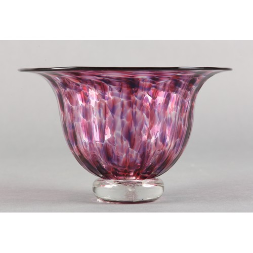 5 - Jane Charles (b1961), Blue ruby 'Urchin' bowl, studio glass, on clear foot, signed to underside, 16c... 