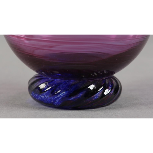 8 - Jane Charles (b1961), Amethyst blue 'Citrus' studio glass bowl with flared rim, signed to underside,... 