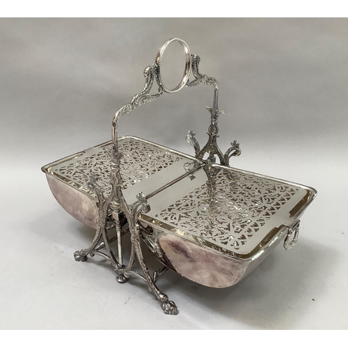 42 - A Victorian silver-plated biscuit box, with hinged sides folding down revealing interior, the exteri... 