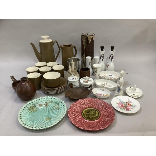 57 - A Beswick coffee service comprising coffee pot, hot milk jug (no lid), sugar bowl, six coffee cups a... 