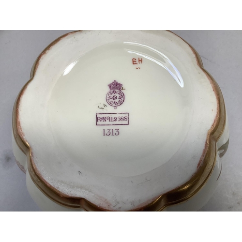 4 - A Royal Worcester blush ivory pot pourri vase, pierced cover and inner cover, painted with sprays of... 