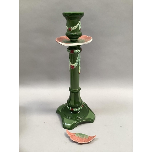 19 - An Eichwald comport of circular outline raised on a centre pedestal and three outer strapwork pedest... 