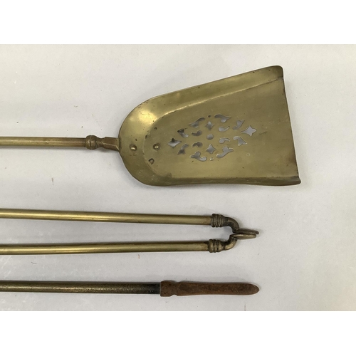 37B - A set of three Victorian brass fire irons
