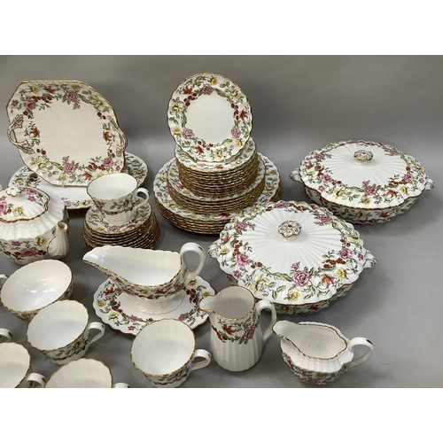 11 - A Spode floral tapestry dinner tea and coffee service comprising six dinner plates, six dessert plat... 