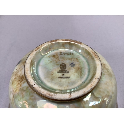 10B - Two Wedgwood lustre bowls, the first printed with butterflies against a pale yellow mottled ground t... 