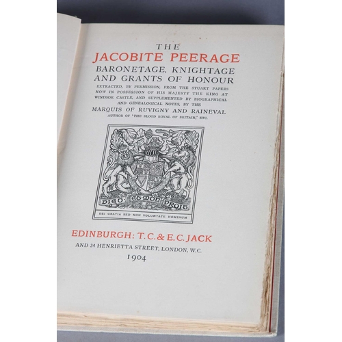10 - RUVIGNY (MARQUIS OF), The Jacobite Peerage 1904, pub. TC & EC Jack Edinburgh, with bookplate for Sam... 