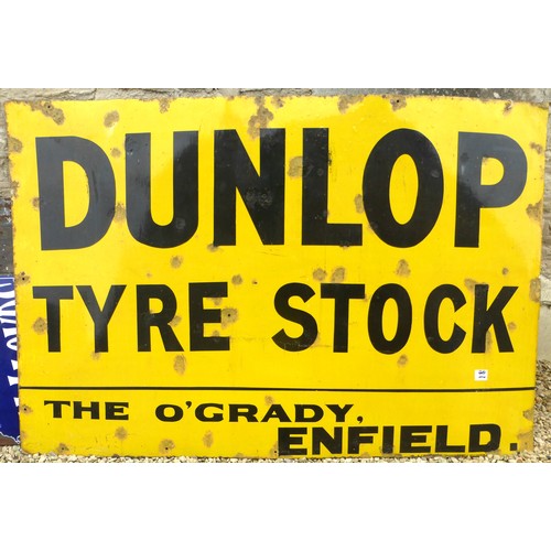 363 - Dunlop Tyre Stock. ‘The O’Grady Enfield’. Black and yellow wall enamel sign, 48 x 72 inches.

Please... 