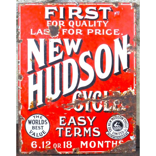 376 - New Hudson ‘Easy Terms’ wall-mounted enamel sign. 18 x 14 inches.

Please note we are unable to offe... 