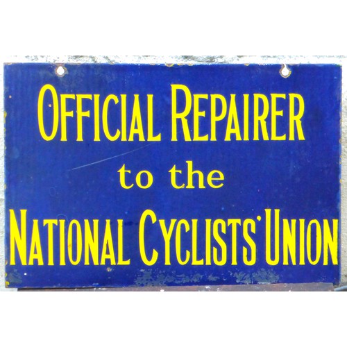 377 - Official Repairer to the NCU. double-sided hanging enamel sign. 12 x 18 inches.

Please note we are ... 