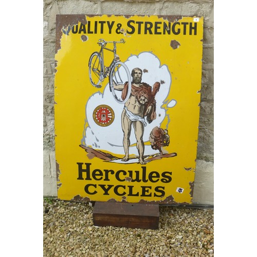 187 - Hercules Cycles Enamel sign. A multi coloured pictorial enamel sign, 48 x 36 inches

Please note we ... 