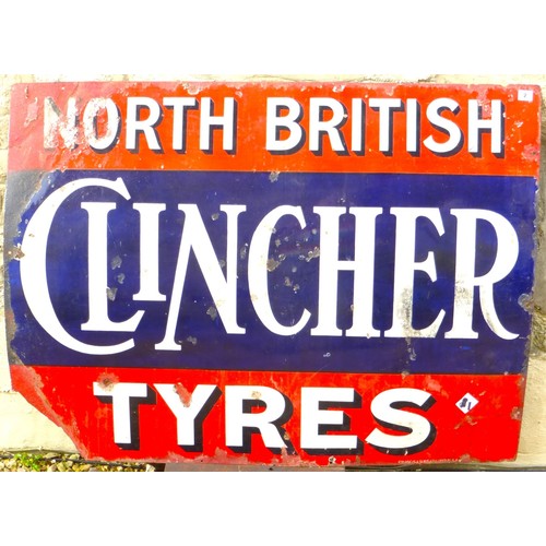 188 - North British Clincher Tyres Enamel Sign, A rare three colour enamel sign. 36 x 48 Inches.

Please n... 