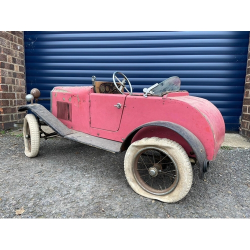 109 - Lines Bros Vauxhall Pedal Car. Ex long term storage, and mostly complete. A spare windscreen is incl... 