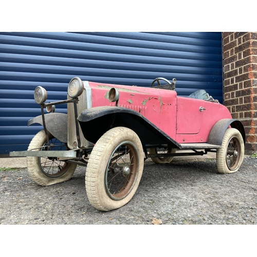 109 - Lines Bros Vauxhall Pedal Car. Ex long term storage, and mostly complete. A spare windscreen is incl... 