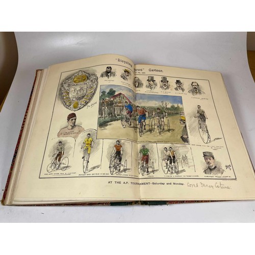 244 - Ten Leather Bound Volumes, Bicycling News: The Cyclists' Illustrated Paper. 

Volume XII, October 18... 