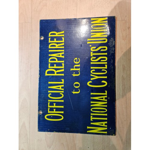 377 - Official Repairer to the NCU. double-sided hanging enamel sign. 12 x 18 inches.

Please note we are ... 