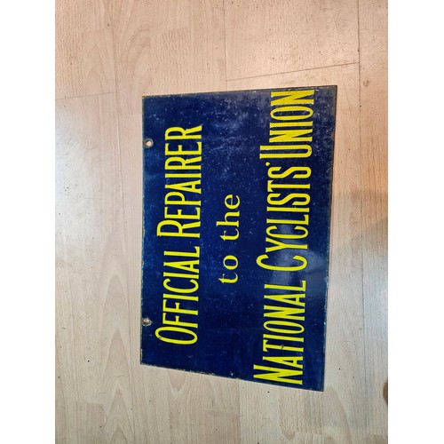 377 - Official Repairer to the NCU. double-sided hanging enamel sign. 12 x 18 inches.

Please note we are ... 