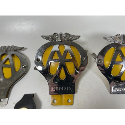 14 - A selection of AA and RAC Car Badges together with an AA Keyring

This item is category B in our Shi... 