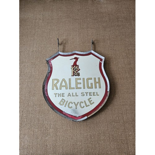 382 - Raleigh Glass Advertising Sign. A very rare double-sided hanging transfer printed glass promotional ... 