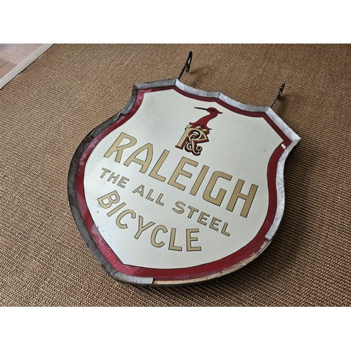 382 - Raleigh Glass Advertising Sign. A very rare double-sided hanging transfer printed glass promotional ... 