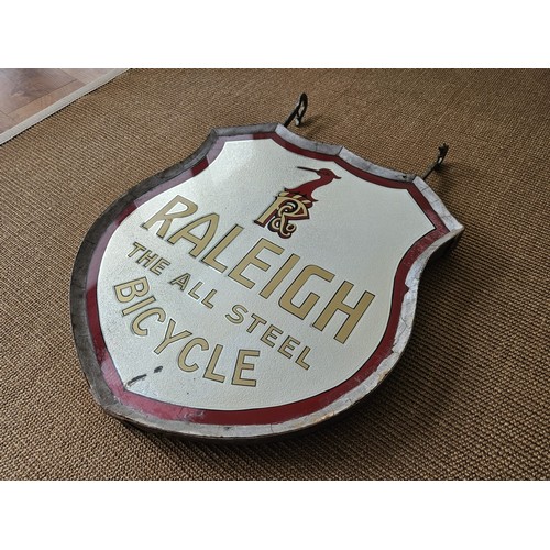 382 - Raleigh Glass Advertising Sign. A very rare double-sided hanging transfer printed glass promotional ... 