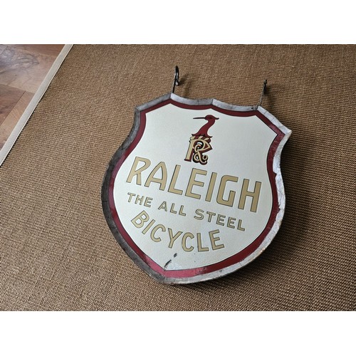 382 - Raleigh Glass Advertising Sign. A very rare double-sided hanging transfer printed glass promotional ... 